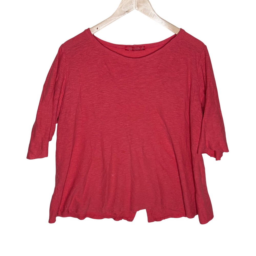 Cut Loose Boxy Split Back Half Sleeve Oversized Top size XL Coral Red